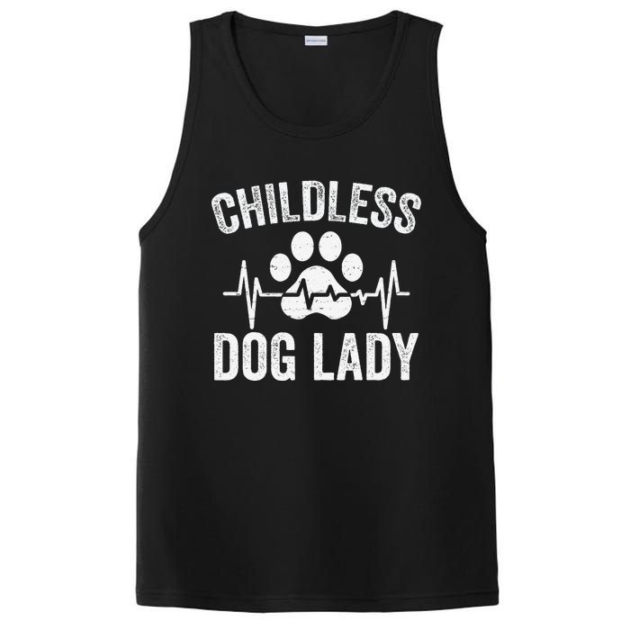 Childless Dog Lady Proud Dog Mom Heartbeat PosiCharge Competitor Tank