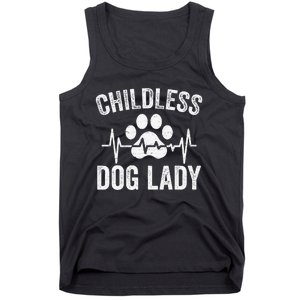 Childless Dog Lady Proud Dog Mom Heartbeat Tank Top