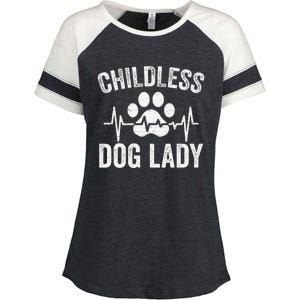 Childless Dog Lady Proud Dog Mom Heartbeat Enza Ladies Jersey Colorblock Tee