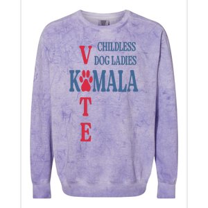 Childless Dog Ladies Vote For Kamala Harris 2024 Colorblast Crewneck Sweatshirt