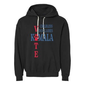 Childless Dog Ladies Vote For Kamala Harris 2024 Garment-Dyed Fleece Hoodie