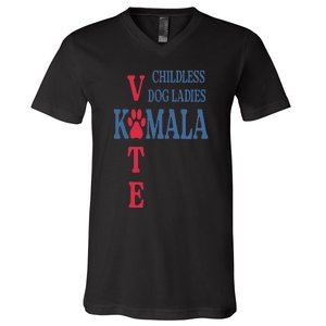 Childless Dog Ladies Vote For Kamala Harris 2024 V-Neck T-Shirt