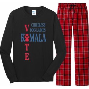 Childless Dog Ladies Vote For Kamala Harris 2024 Long Sleeve Pajama Set