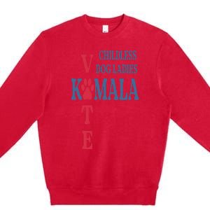 Childless Dog Ladies Vote For Kamala Harris 2024 Premium Crewneck Sweatshirt