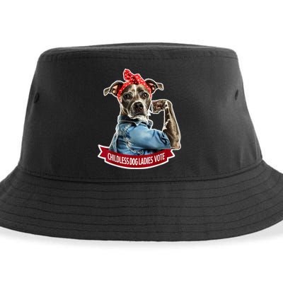 Childless Dog Ladies Vote Rosie The Riveter Sustainable Bucket Hat