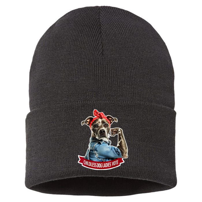 Childless Dog Ladies Vote Rosie The Riveter Sustainable Knit Beanie