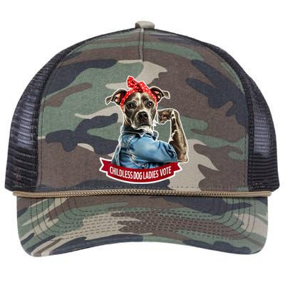 Childless Dog Ladies Vote Rosie The Riveter Retro Rope Trucker Hat Cap