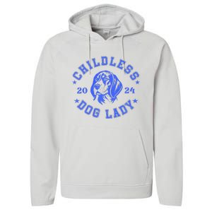 Childless Dog Ladies Voting For Kamala 2024 Performance Fleece Hoodie