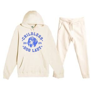 Childless Dog Ladies Voting For Kamala 2024 Premium Hooded Sweatsuit Set