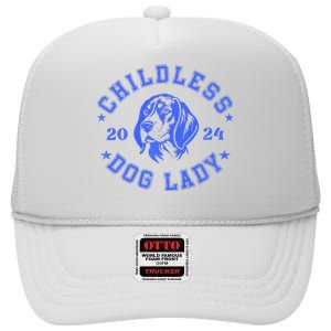 Childless Dog Ladies Voting For Kamala 2024 High Crown Mesh Back Trucker Hat