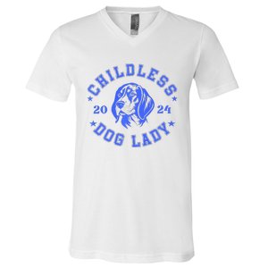 Childless Dog Ladies Voting For Kamala 2024 V-Neck T-Shirt