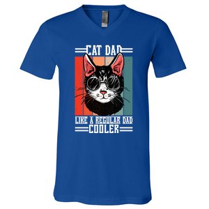 Cat Dad Like A Regular Dad Cooler Gift V-Neck T-Shirt