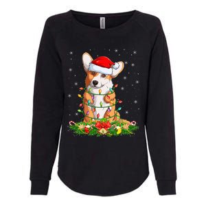 Corgi Dog Lover Lighting Xmas Santa Corgi Christmas Gift Womens California Wash Sweatshirt