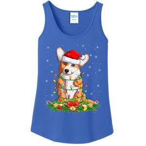 Corgi Dog Lover Lighting Xmas Santa Corgi Christmas Gift Ladies Essential Tank