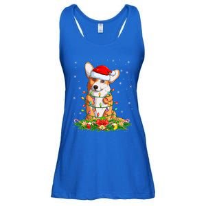 Corgi Dog Lover Lighting Xmas Santa Corgi Christmas Gift Ladies Essential Flowy Tank