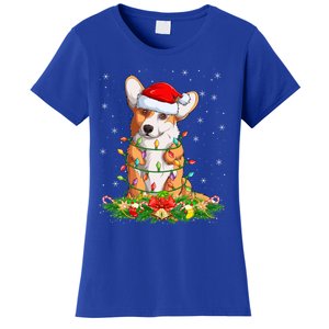 Corgi Dog Lover Lighting Xmas Santa Corgi Christmas Gift Women's T-Shirt