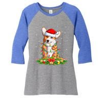 Corgi Dog Lover Lighting Xmas Santa Corgi Christmas Gift Women's Tri-Blend 3/4-Sleeve Raglan Shirt