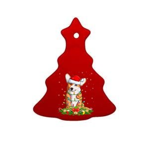 Corgi Dog Lover Lighting Xmas Santa Corgi Christmas Gift Ceramic Tree Ornament