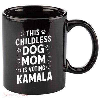 Childless Dog Lady Voting Kamala Harris Dog Mom Vote Blue 11oz C Handle Ceramic Mug