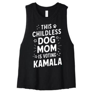 Childless Dog Lady Voting Kamala Harris Dog Mom Vote Blue Women's Racerback Cropped Tank