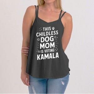 Childless Dog Lady Voting Kamala Harris Dog Mom Vote Blue Women's Strappy Tank