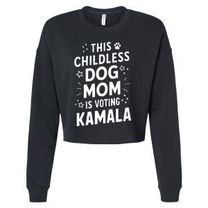 Childless Dog Lady Voting Kamala Harris Dog Mom Vote Blue Cropped Pullover Crew