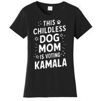 Childless Dog Lady Voting Kamala Harris Dog Mom Vote Blue Women's T-Shirt