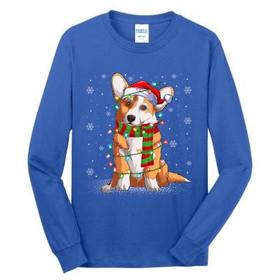 Corgi Dog Lover Xmas Holiday Lighting Santa Corgi Christmas Gift Tall Long Sleeve T-Shirt