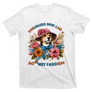 Childless Dog Lady Against Fascism Voting Kamala Dog Owners T-Shirt