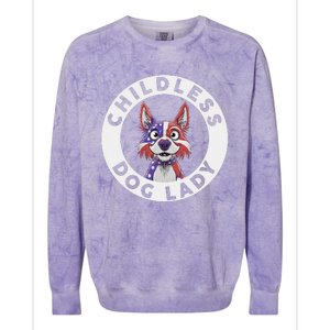 Childless Dog Lady Election Vote 2024 Patriotic Colorblast Crewneck Sweatshirt