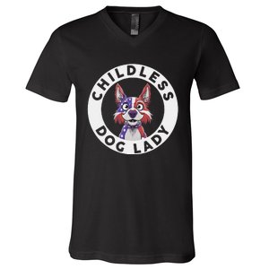 Childless Dog Lady Election Vote 2024 Patriotic V-Neck T-Shirt