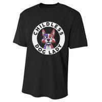 Childless Dog Lady Election Vote 2024 Patriotic Performance Sprint T-Shirt