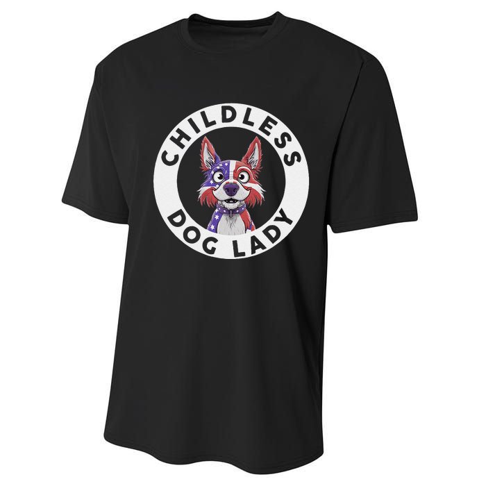 Childless Dog Lady Election Vote 2024 Patriotic Performance Sprint T-Shirt