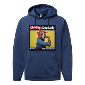 Childless Dog Lady Is Voting Kamala Election Usa 2024 Performance Fleece Hoodie