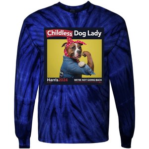 Childless Dog Lady Is Voting Kamala Election Usa 2024 Tie-Dye Long Sleeve Shirt