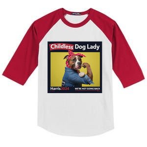 Childless Dog Lady Is Voting Kamala Election Usa 2024 Kids Colorblock Raglan Jersey