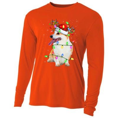 Corgi Dog Lover Xmas Lighting Santa Corgi Christmas Gift Cooling Performance Long Sleeve Crew