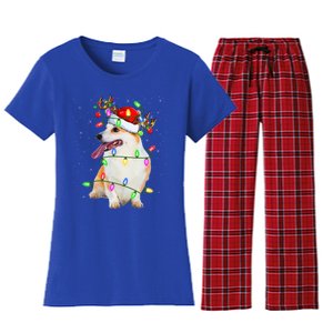 Corgi Dog Lover Xmas Lighting Santa Corgi Christmas Gift Women's Flannel Pajama Set