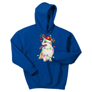 Corgi Dog Lover Xmas Lighting Santa Corgi Christmas Gift Kids Hoodie