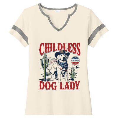 Childless Dog Lady Kamala For President 2024 Ladies Halftime Notch Neck Tee