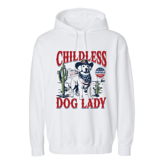 Childless Dog Lady Kamala For President 2024 Garment-Dyed Fleece Hoodie