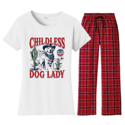 Childless Dog Lady Kamala For President 2024 Women's Flannel Pajama Set