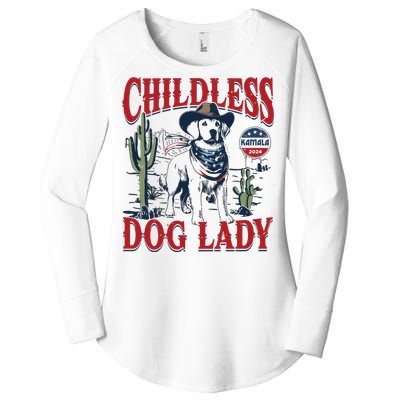 Childless Dog Lady Kamala For President 2024 Women's Perfect Tri Tunic Long Sleeve Shirt