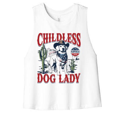 Childless Dog Lady Kamala For President 2024 Women's Racerback Cropped Tank