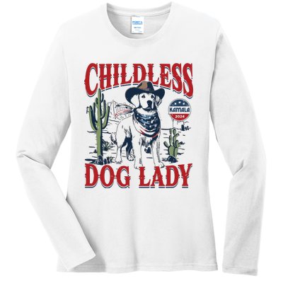 Childless Dog Lady Kamala For President 2024 Ladies Long Sleeve Shirt