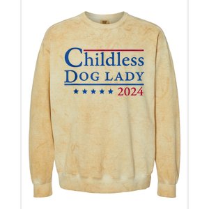 Childless Dog Lady For Madam President Kamala Harris 2024 Colorblast Crewneck Sweatshirt