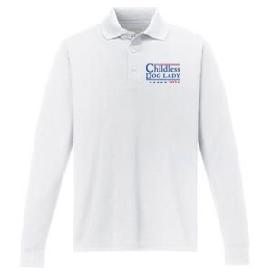 Childless Dog Lady For Madam President Kamala Harris 2024 Performance Long Sleeve Polo