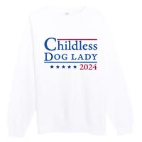 Childless Dog Lady For Madam President Kamala Harris 2024 Premium Crewneck Sweatshirt