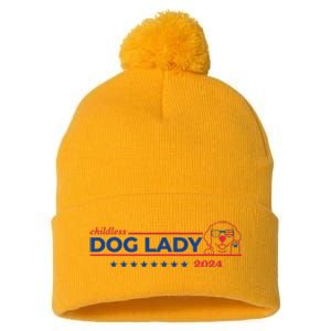 Childless Dog Lady Ladies Voting Election 2024 Usa Pom Pom 12in Knit Beanie