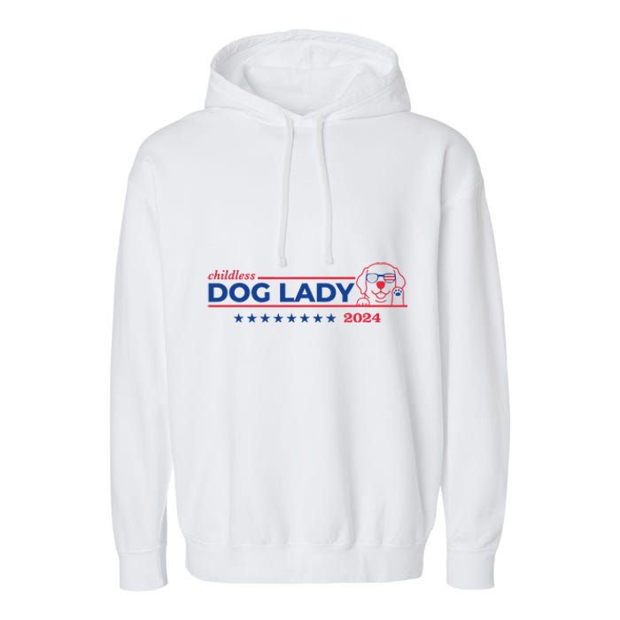 Childless Dog Lady Ladies Voting Election 2024 Usa Garment-Dyed Fleece Hoodie